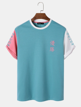 تي شرت  آستين دار  کاراکتر ژاپني با دوخت کنتراست